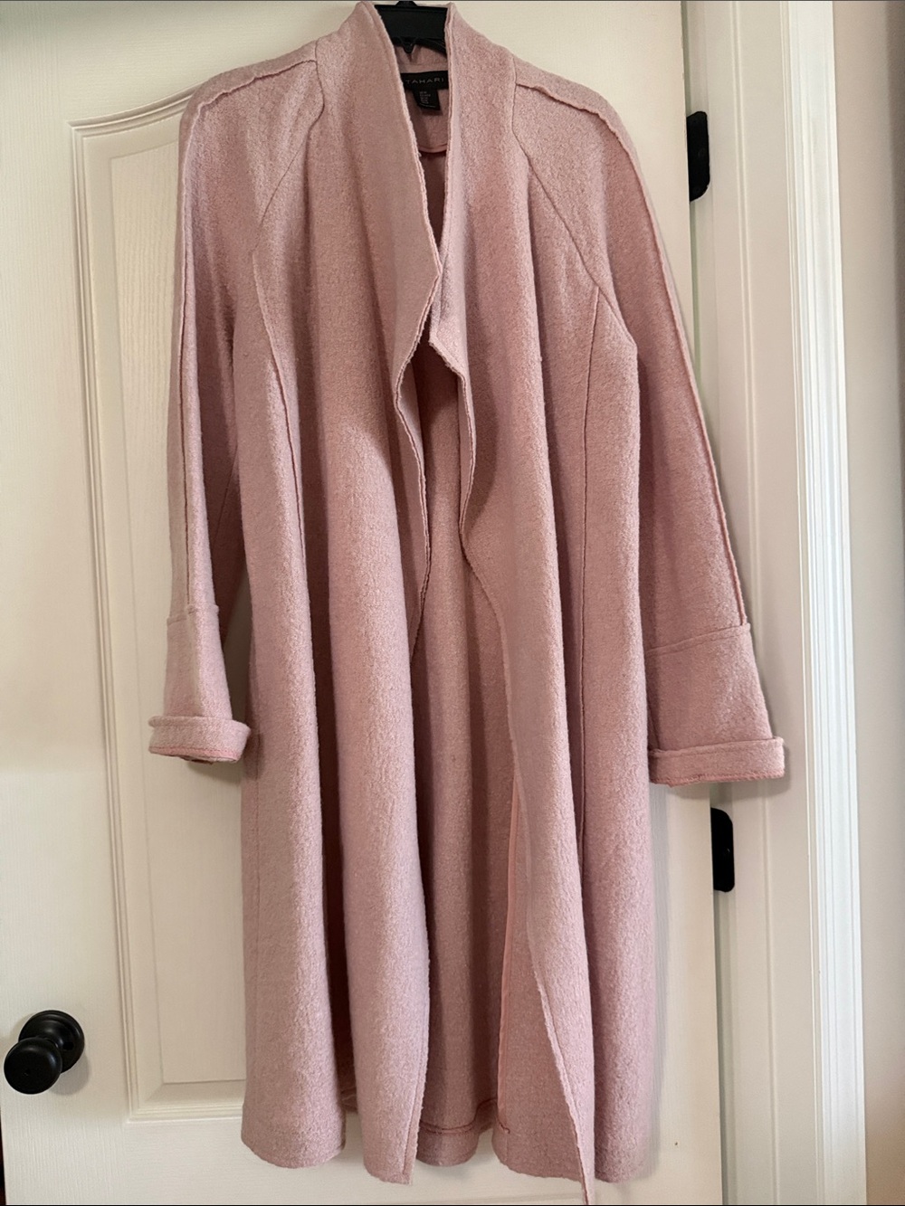 Tahari Dusty Pink Open-Front Long Sleeve Coat